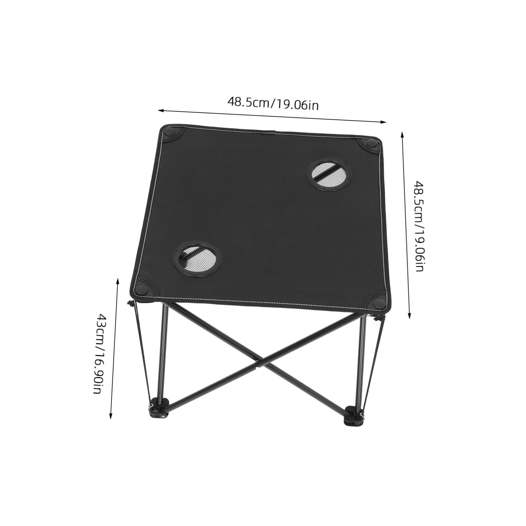 ibasenice Table de Camping Pliante Portable, Tissu Oxford Noir, Structure en Fer, 2 Poches Porte-gobelets, pour Pique-niques et Activités en Plein Air