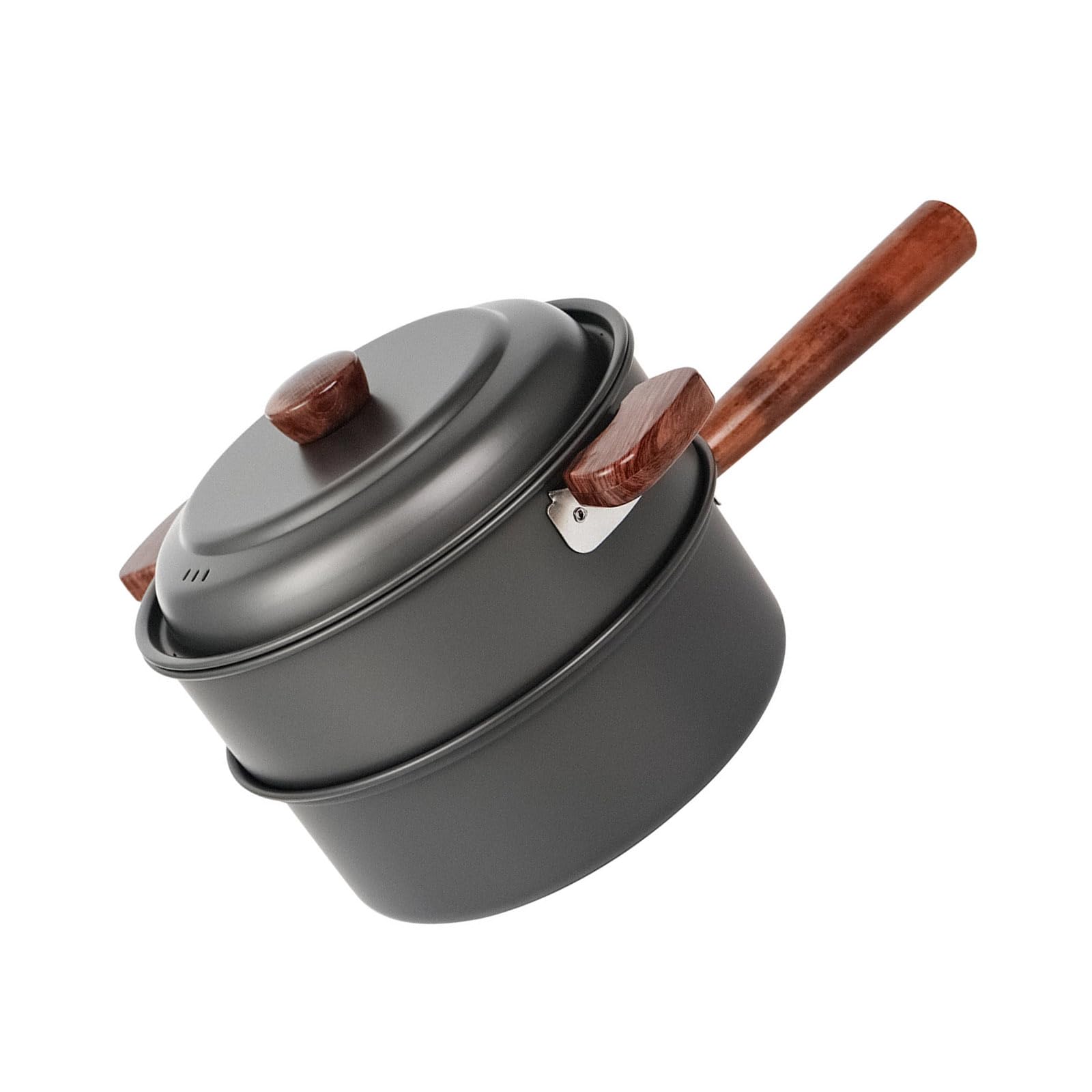 Multifunktionale Camping Kochtöpfe, Kochgeschirr mit ergonomischem Holzgriff, tragbare Outdoor Kochutensilien, langlebige Outdoor Kochutensilien
