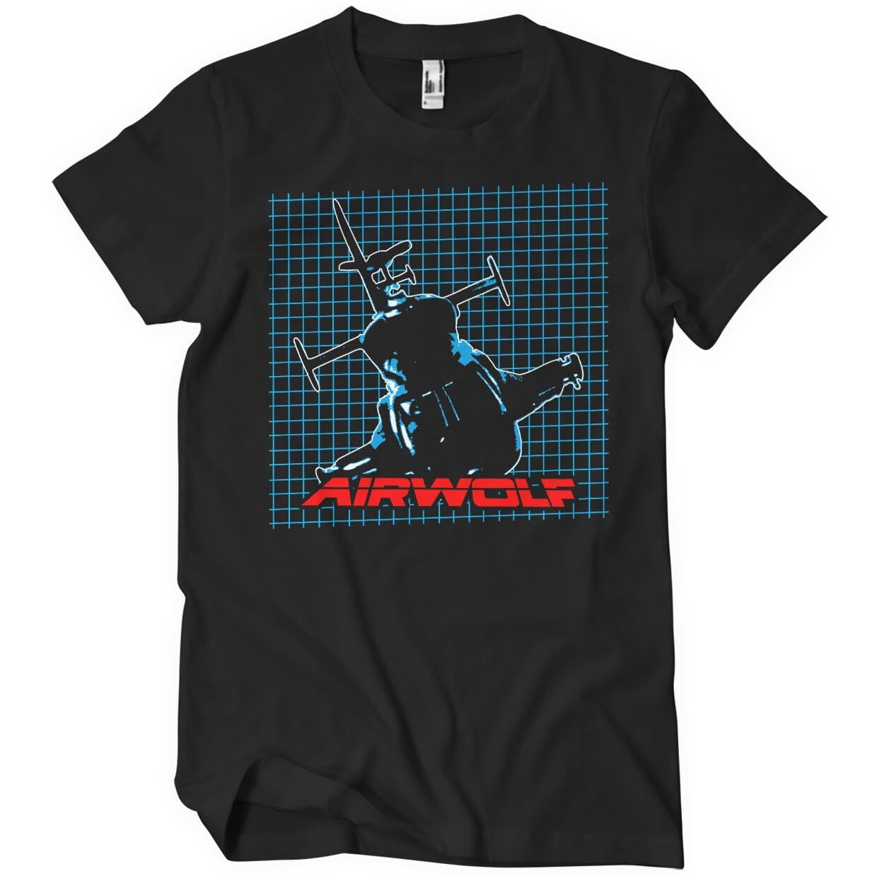 Airwolf Men's Black Officially Licensed Grid T-Shirt (Black), Small