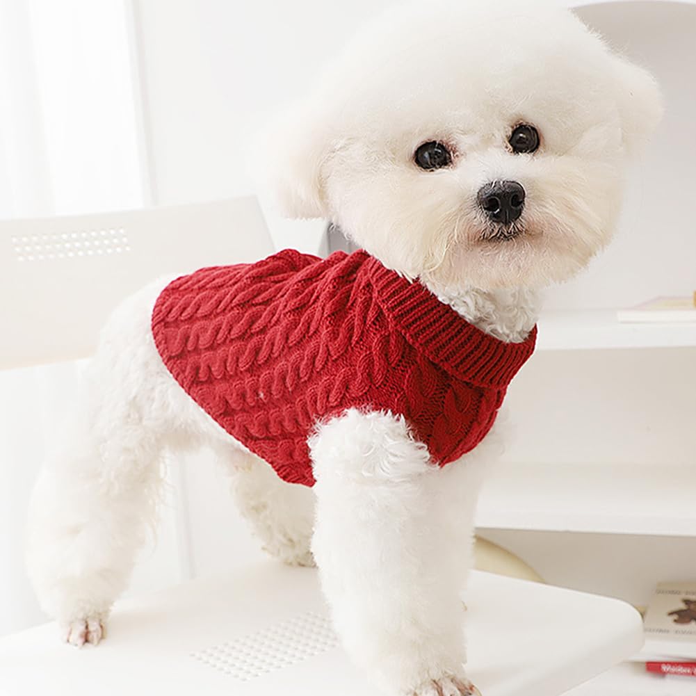 Kuscheliger Hundepullover Für Kleine Hunde – Rot, Weihnachtsstyle, Gr. M (Brust 34 Cm)