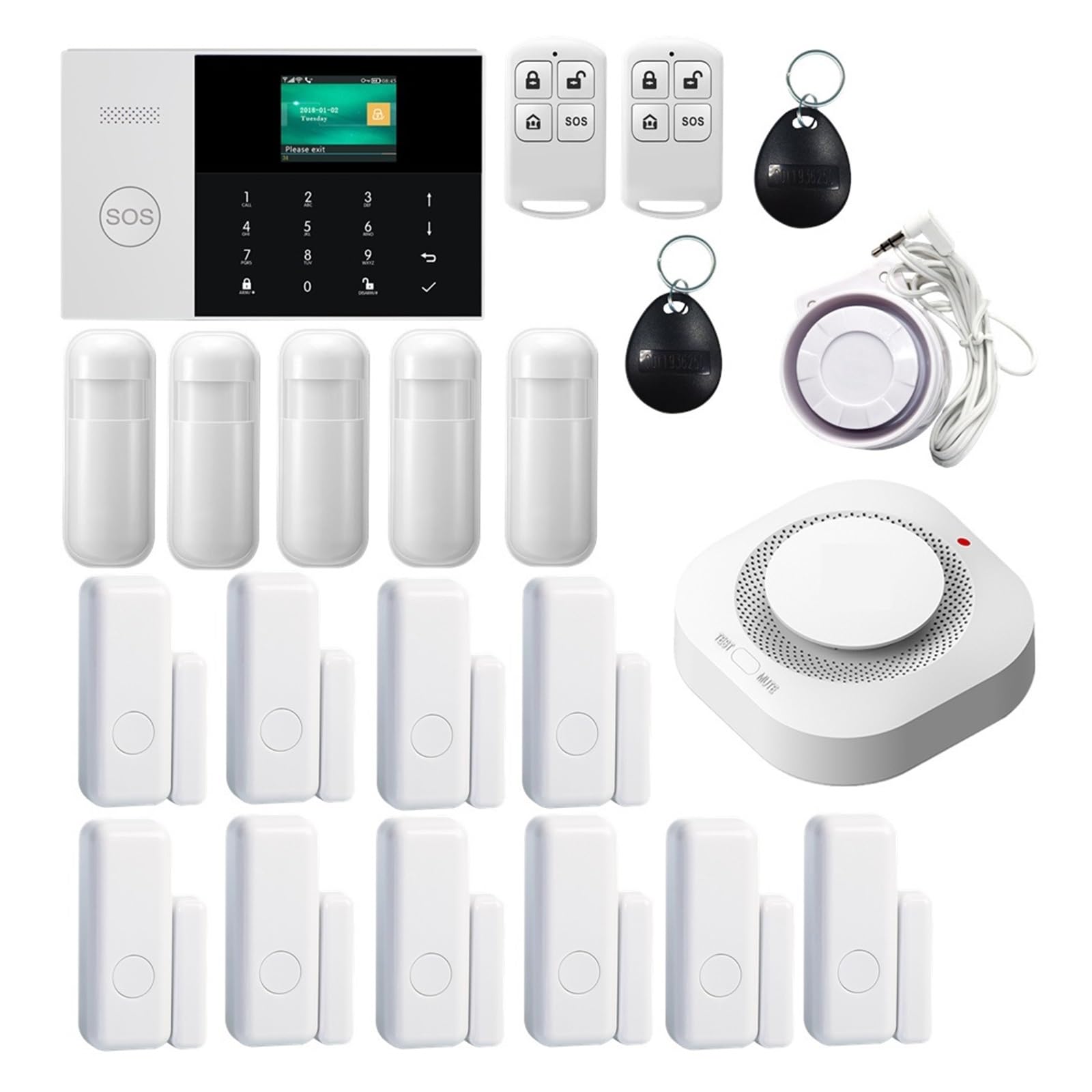 Allarme Intelligente 433MHZ App Telecomando Tastiera Touch LCD Wireless SIM gsm RFID Sensore di Allarme Antifurto Domestico(Set 3)