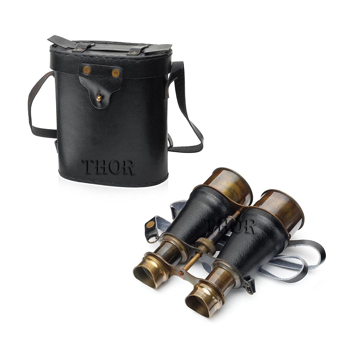 Nautical Vintage Marine Maritime Antique Binocular with Black Leather Box Rustic Vintage Home Decor Gifts