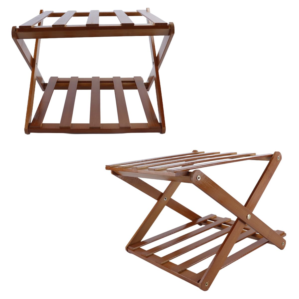 Vertikales kleines faltbares Schuhregal, hoch, schmal, schmal, Lagerschrank, Eckregal für Flur, Schlafzimmer, Flur, kleine Räume, Braun, 2 Ebenen