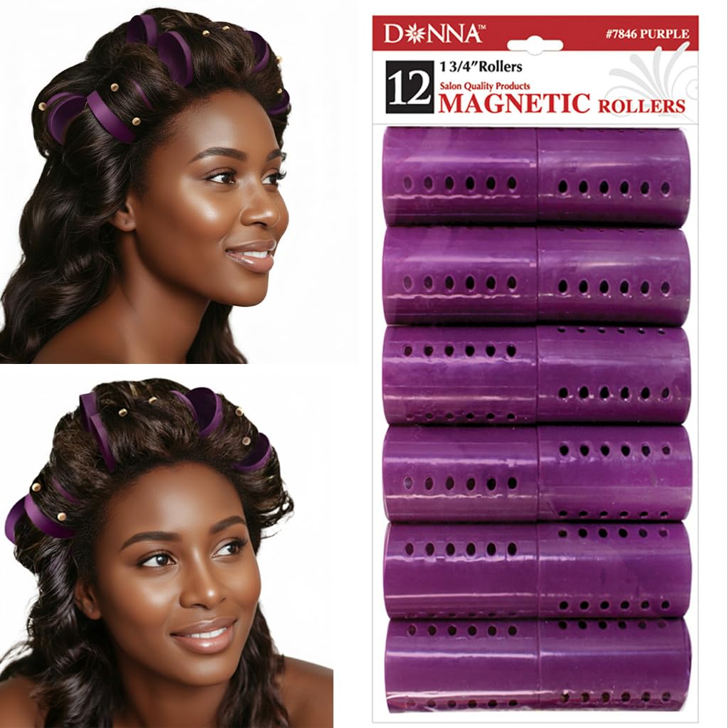 DONNA Magnetic Rollers 1.75"(D) 12PCS Foam Hair Rollers Hair Curlers Hair Clips for Hairdressing Styling Heatless Hair Curler 12PCS