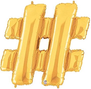 Gold Hashtag Balloon - Gold Number Sign Balloon - Megaloon 40 Inches Tall