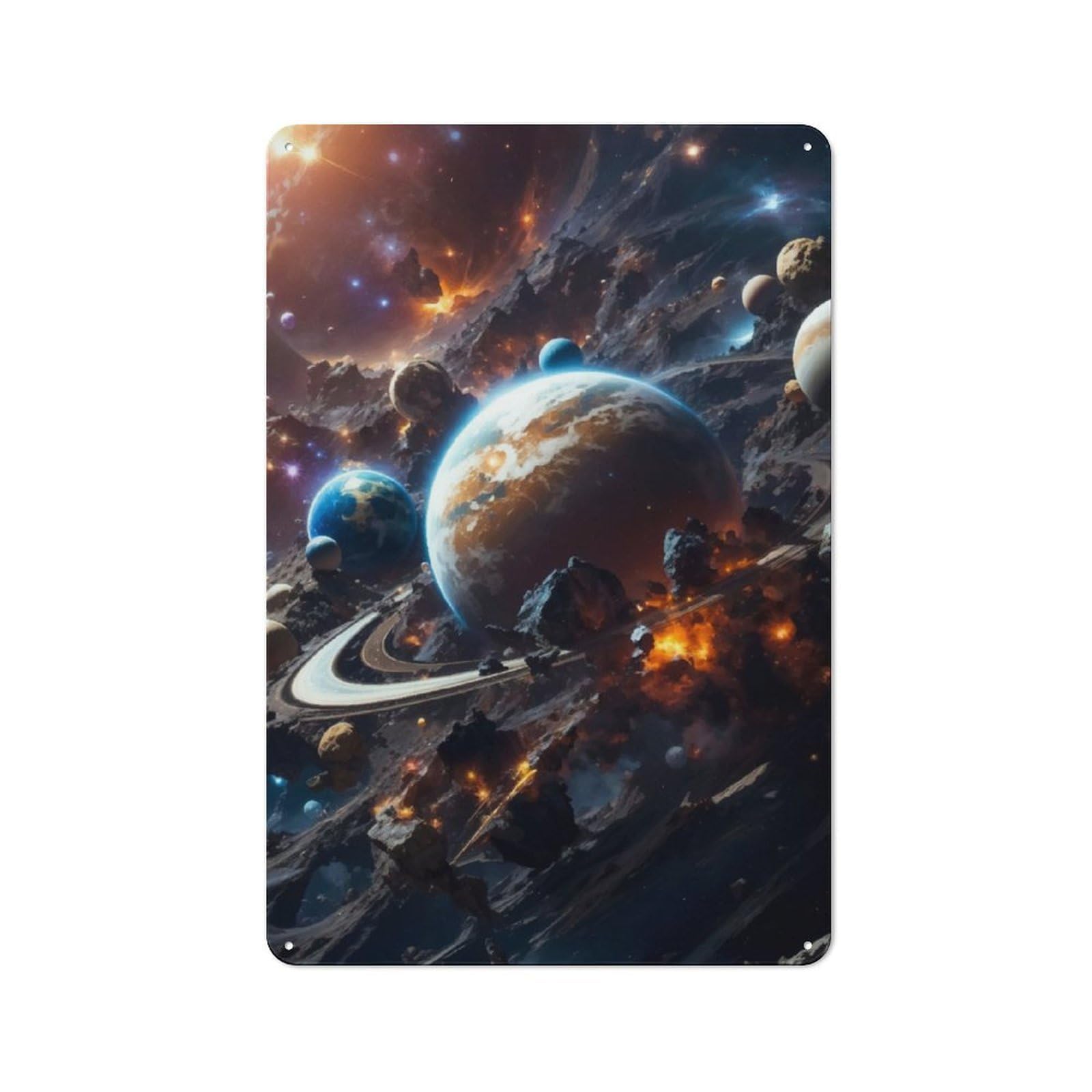 Junmoney Space Chaos Tin Wall Plaque 30X20cm With For Garage Or Workshop, For An Autumn Wall Display In Garage And Workshop
