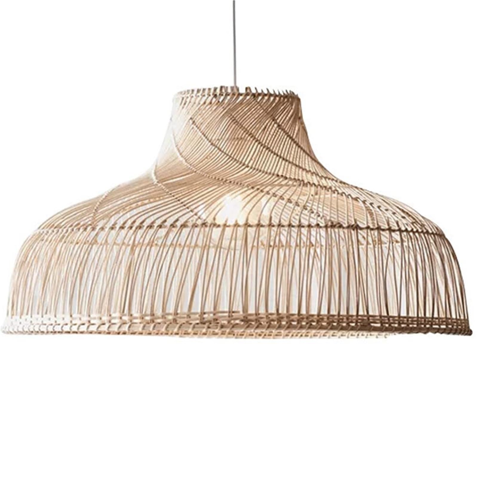 KBUUKYYXouy Large Rattan Weaving Irregular Vine Wicker Pendant Lamp Chandelier Hanging Light Ceiling Hand Woven Basket Natural Coastal for Living Room Office Bedroom Club(19.7in)
