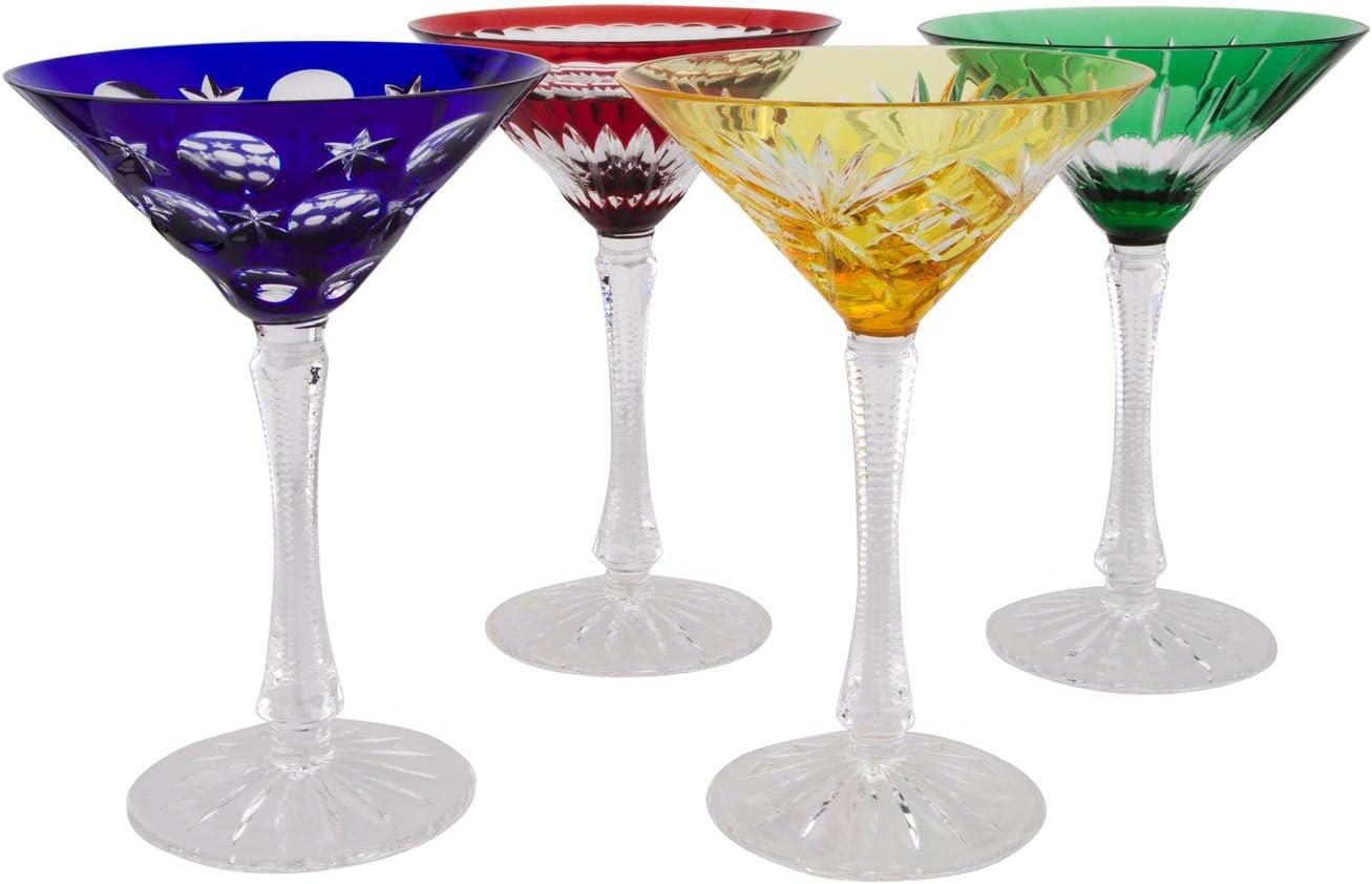 Faberge Crystal Martini Set/4 Martini Glasses Martini