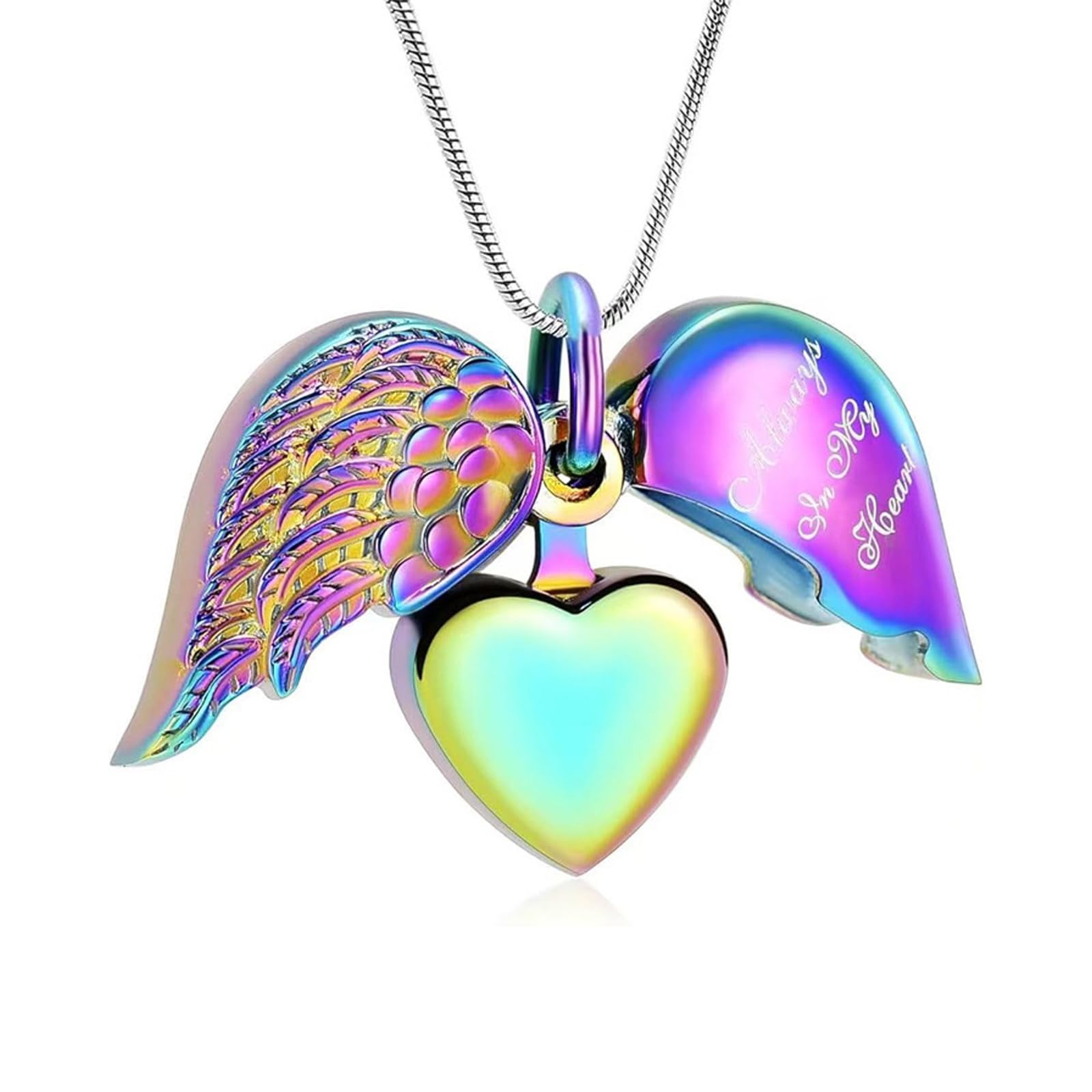 JSGHGDF Love Pet Ashes Necklace Heart Wing Cremation Jewelry Keepsakes with Secure Compartment Heart Wing Pet Urn Necklace