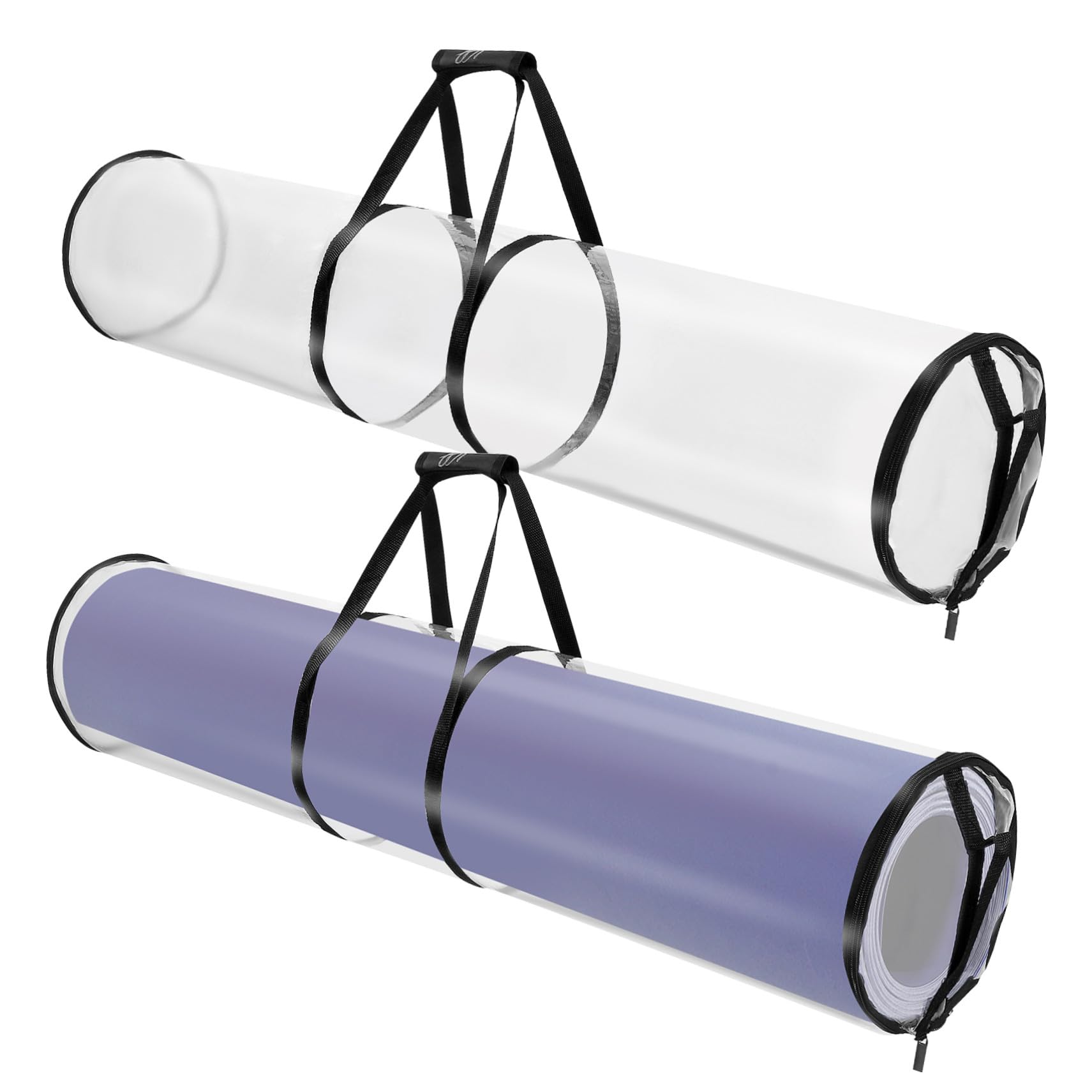 FUNNETOYU 2 Stk. Geschenkpapier Aufbewahrungstaschen aus Wasserdichtem PVC mit Reißverschluss Transparente Geschenkpapier Rollenhalter für Zuhause Büro und Laden Vielseitiger Organizer für