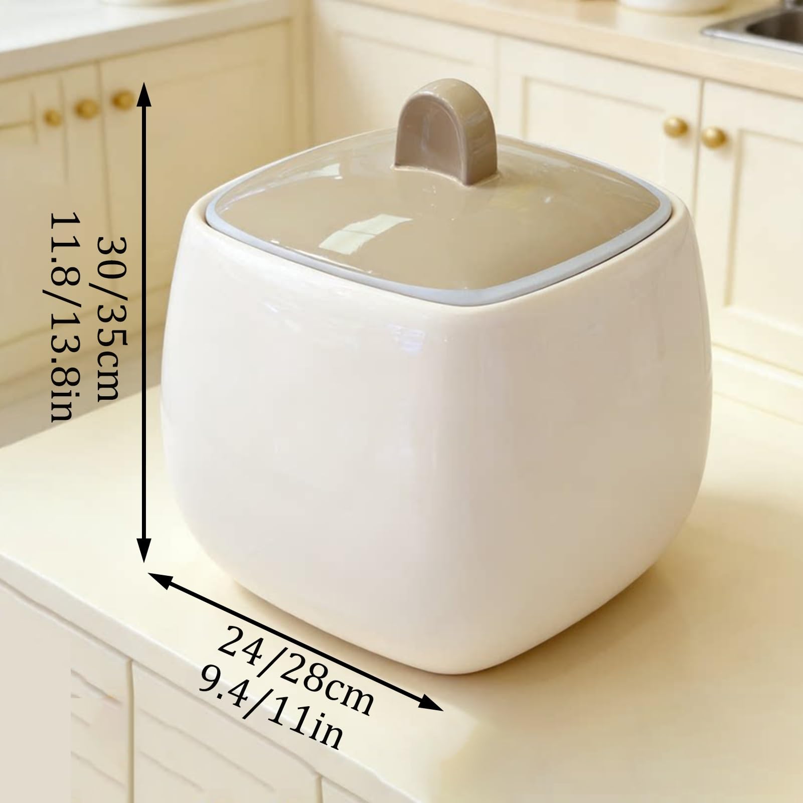 Ceramiczny Storage Container, Pojemnik do przechowywania z Pokrywką, Pojemnik na Musli o Dużej Pojemności do Fasoli, Kukurydzy, Pszenicy, Płatków Owsianych, Pojemnika(9.4x11.8in/24x30cm)