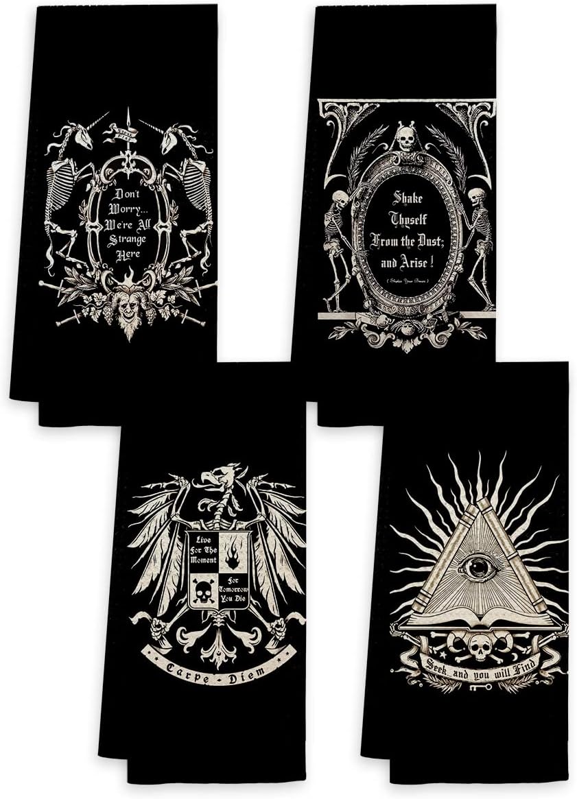 Knibeo Gothic Kitchen Towels Set Gothic Gifts, 2 Pieces