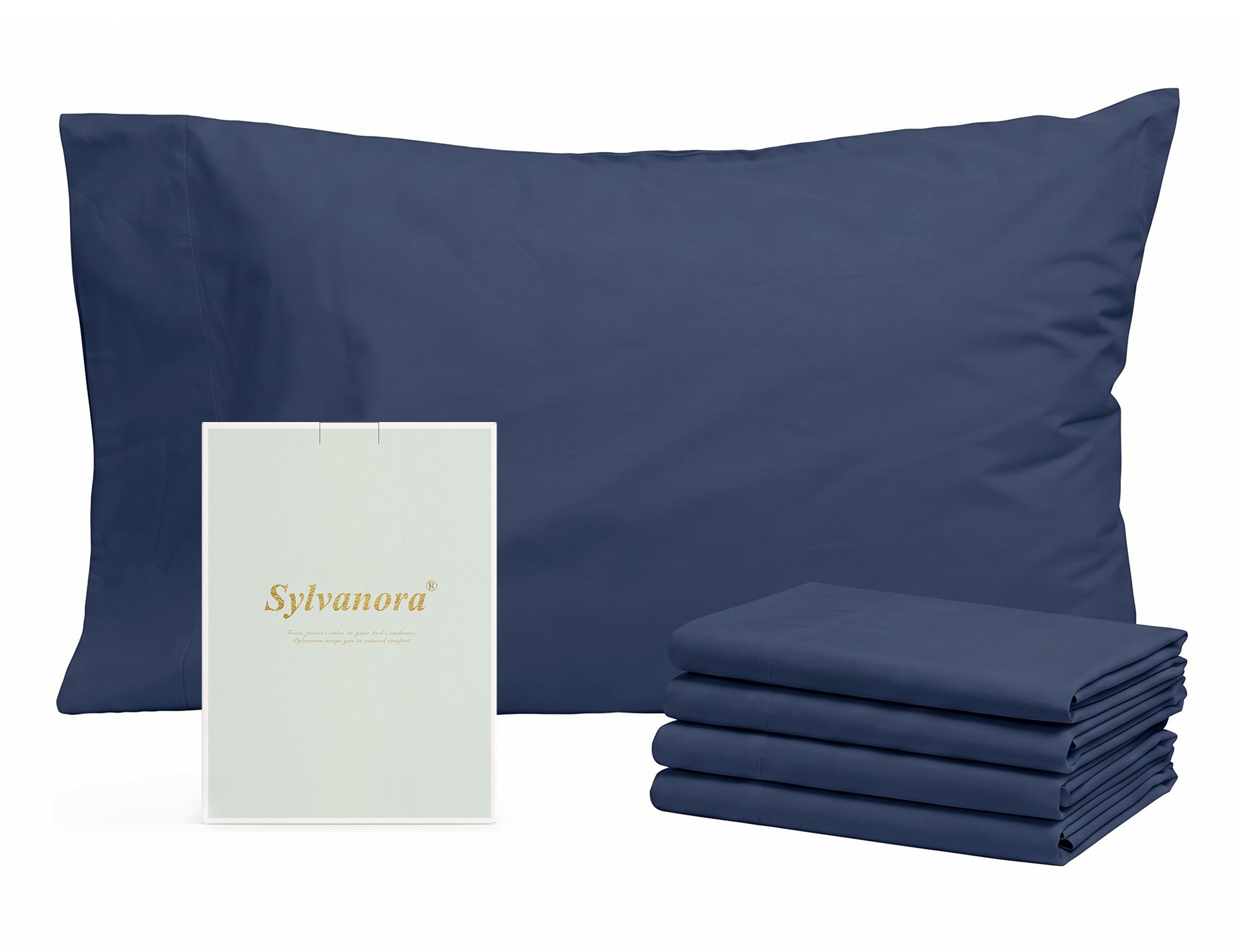 Sylvanora Egyptian Cotton Pillowcases 4 Pack 50x75cm Crown Blue