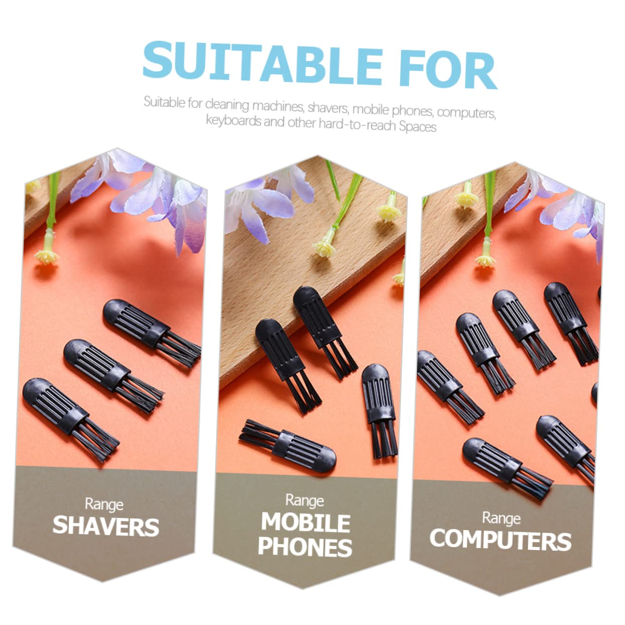 PACKOVE 100Pcs Electric Shaver Cleaning Brush Mini Hair Tool for Beard Clippers Laptop Keyboard Cleaner Soft Bristles for Hard to Reach Spaces for Home Barber Use