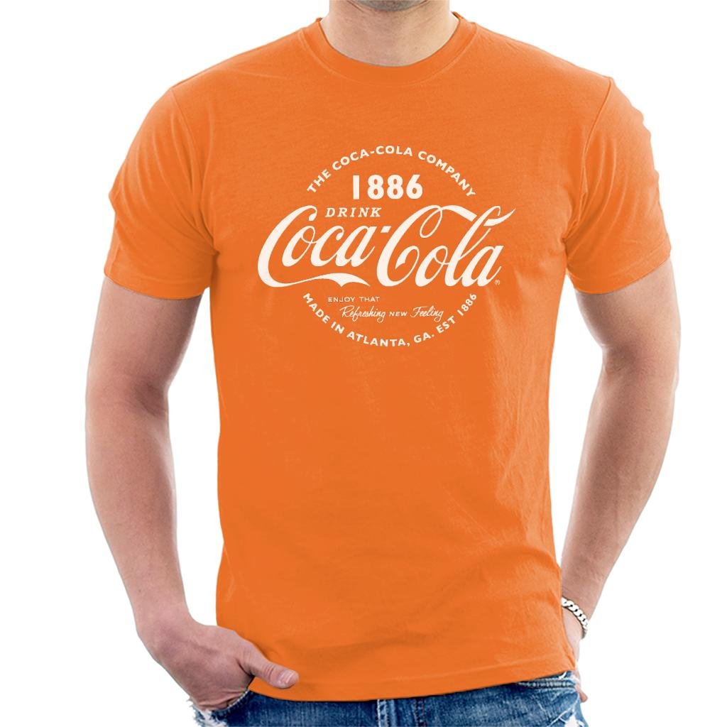 Coca-Cola Men's Orange Coca Cola Retro Logo White Text T-Shirt