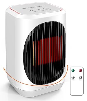 iFTY Small Space Heater for Indoor Use Portable Electric Heaters with 3 Modes 70 Oscillation Remote Control Overheating