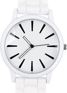 Qtqgoitem Women Silicone Strap Sports Round Dial Analog Quartz Wrist Watch White (Model: 439 903 10c af0 ec5)