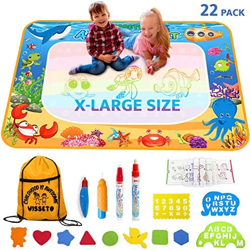 VISSETO X-Large Aqua Magic Mat 40x28’’ | Kids Educational Toys Aqua Mat | Kids Painting Reusable Water Drawing Doodle Mat | Color Writing Mat Gift for Girls, Boys