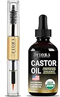 Óleo de rícino orgânico para cílios, sobrancelhas, cabelo e rosto – Prensado a frio, sem hexano, 100% puro aceite de Ricino orgânico, sérum para cílios e sobrancelhas com tubo de rímel recarregável