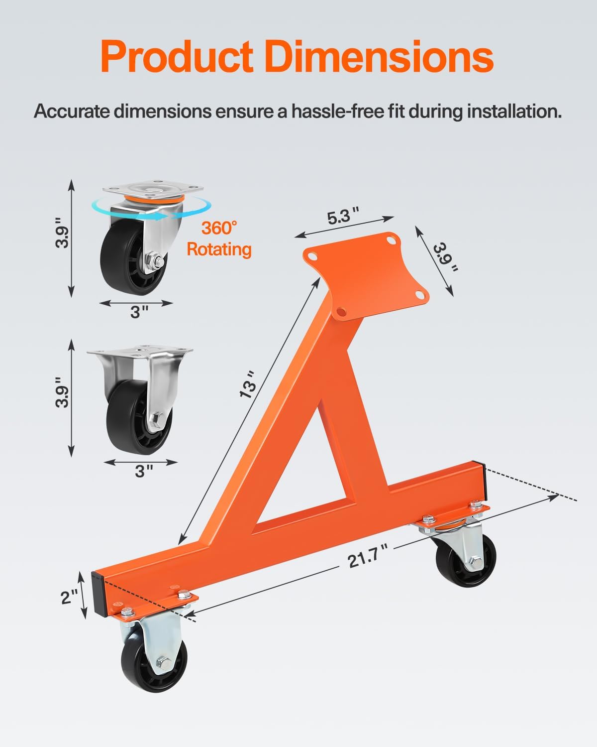 JY PERFORMANCE LS Engine Stand Cradle, Rolling Storage Stand for GM Chevy V8 LSx Engines, Heavy Duty Support for Engine & Transmission, 3" Swivel Caster Wheels, 12" Clearance, Compact Design
