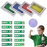 QIXINSTAR 48pcs Prepared Plastic Microscope Slides Biological Specimen with 4 Boxes for Children Student Enlighten Education