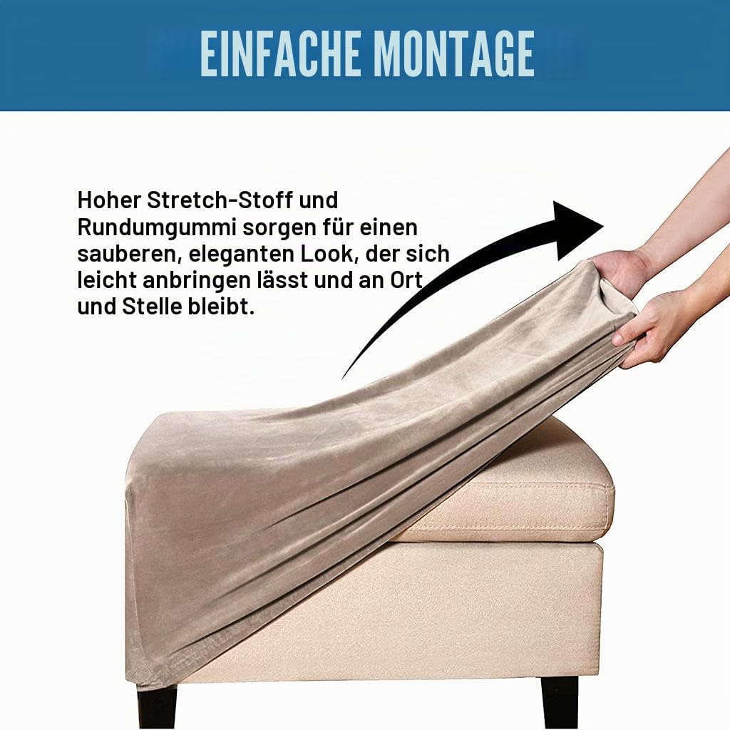 Rechteckiger Ottoman-Bezug aus Samt, quadratischer Stretch-Fußhocker-Bezug, Faltbarer, weicher Ottoman-, rutschfest, waschbar, Sofaschutz for Wohnzimmer(Marrone,Grande)