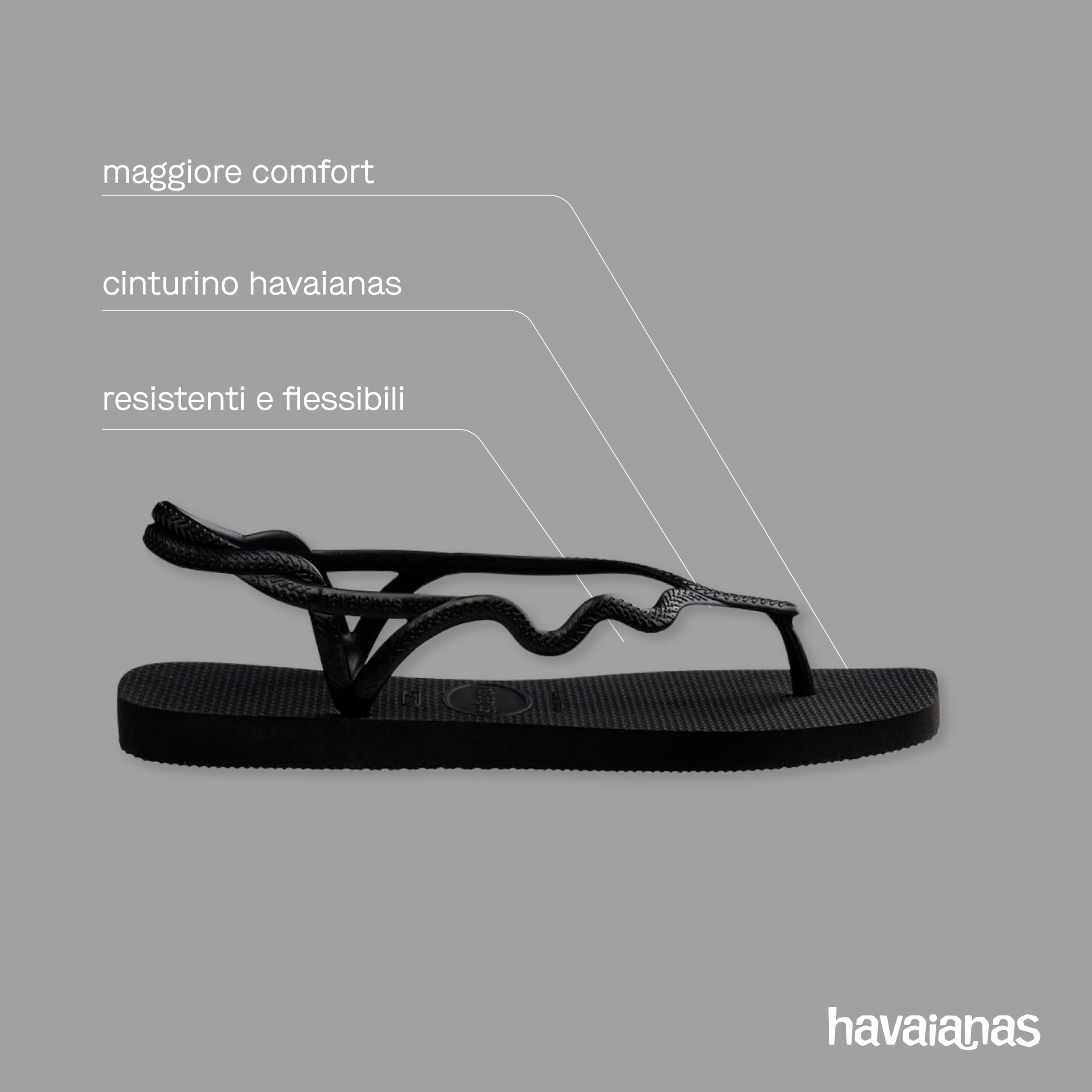 Havaianas - Soleil, Sandali A T Da Donna Eleganti, Resistenti E Confortevoli, Chiusura Posteriore, Cinghie Ondulate E Suola Con Bordi Squadrati