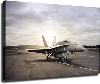 HD Printed Poster- F-18 Airplane FA-18 Hornet Strike Fighter Jet U.S Military Plan Canvas Painting Wall Art decoration Aesthetic For Kitchen Living Dining Room office etc (16x24inch-Unframed)