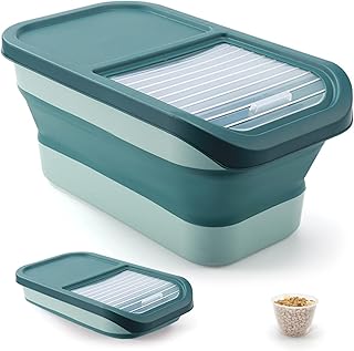 BNOSDM Foldable Dog Food Storage Container Airtigh Cat Storage Container Plastic Pet Storage Bin with Transparent Sliding ...