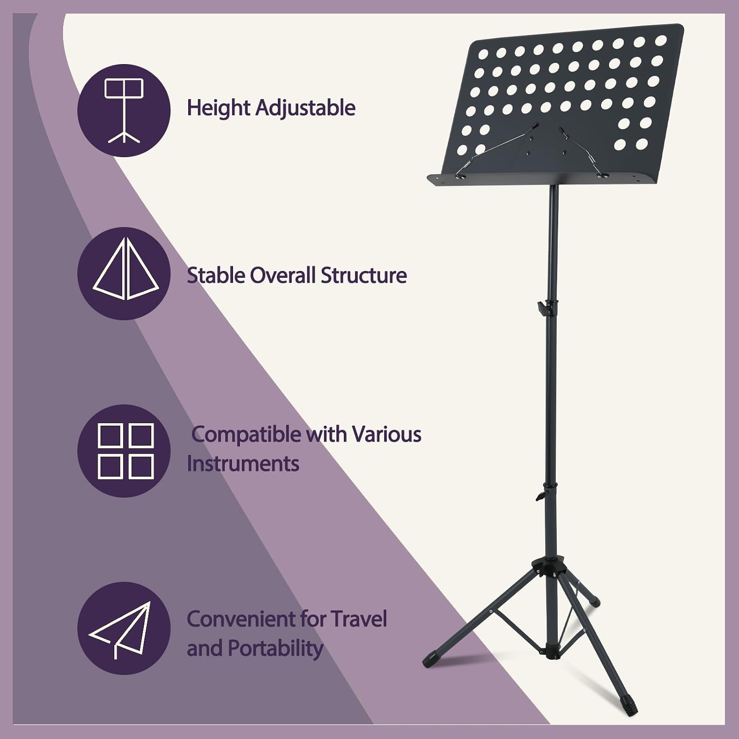 EASTROCK Sheet Music Stand Metal - High Stability and Height Adjustable Music Stand for Sheet Music with Carrying Bag, Portable Music Book Holder