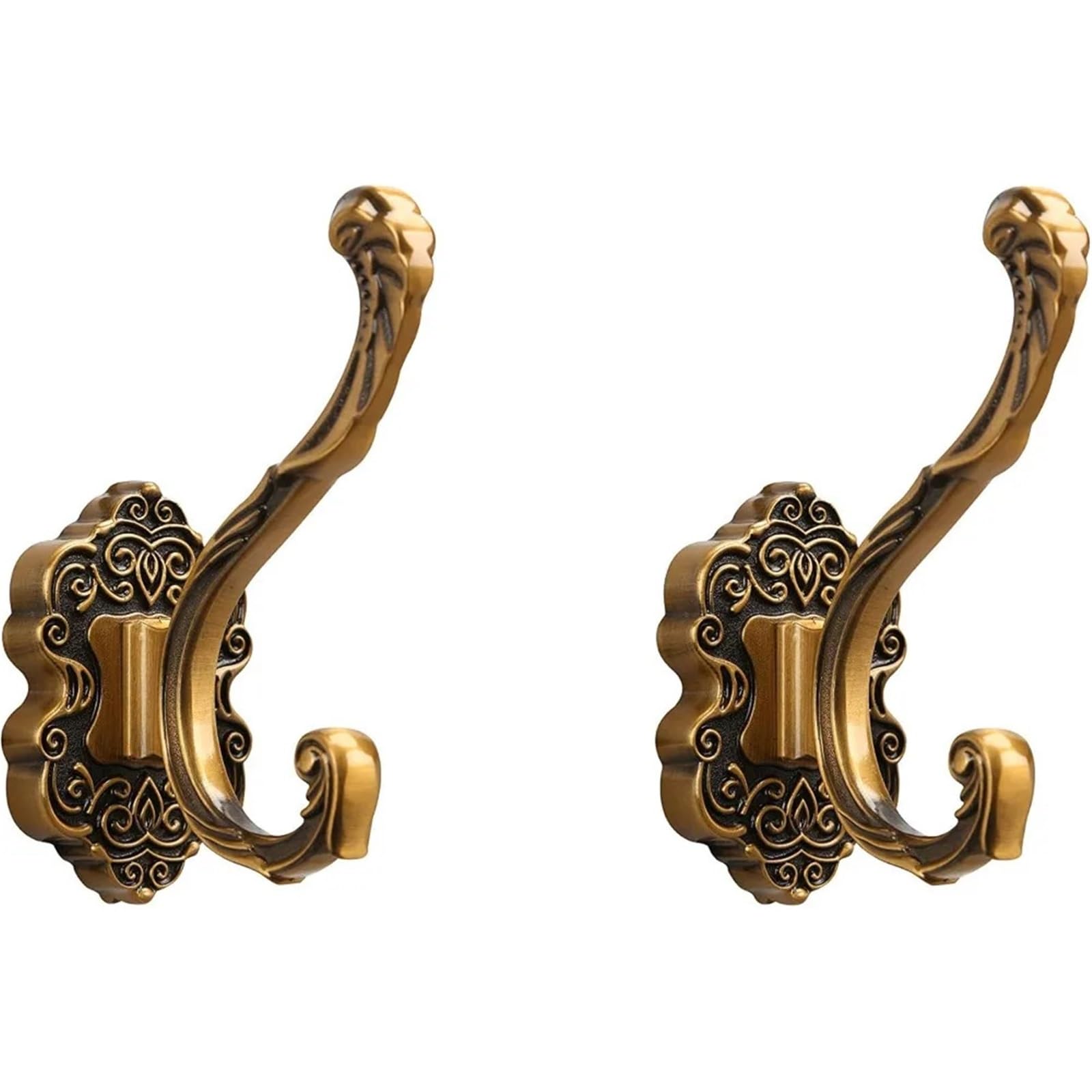 4 PCS Coat Hooks Heavy Duty Wall Mounted Vintage Decorative for Coats Towels(Antique Brass)