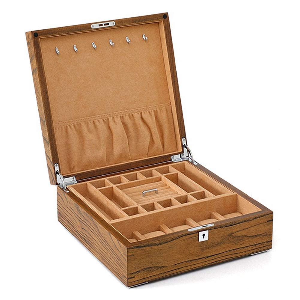Jewellery Boxes Wooden 2 Layers Jewellery Chest Box for Necklace Earring Bracelet Velvet Versatile Jewellery Organiser Jewelry Box
