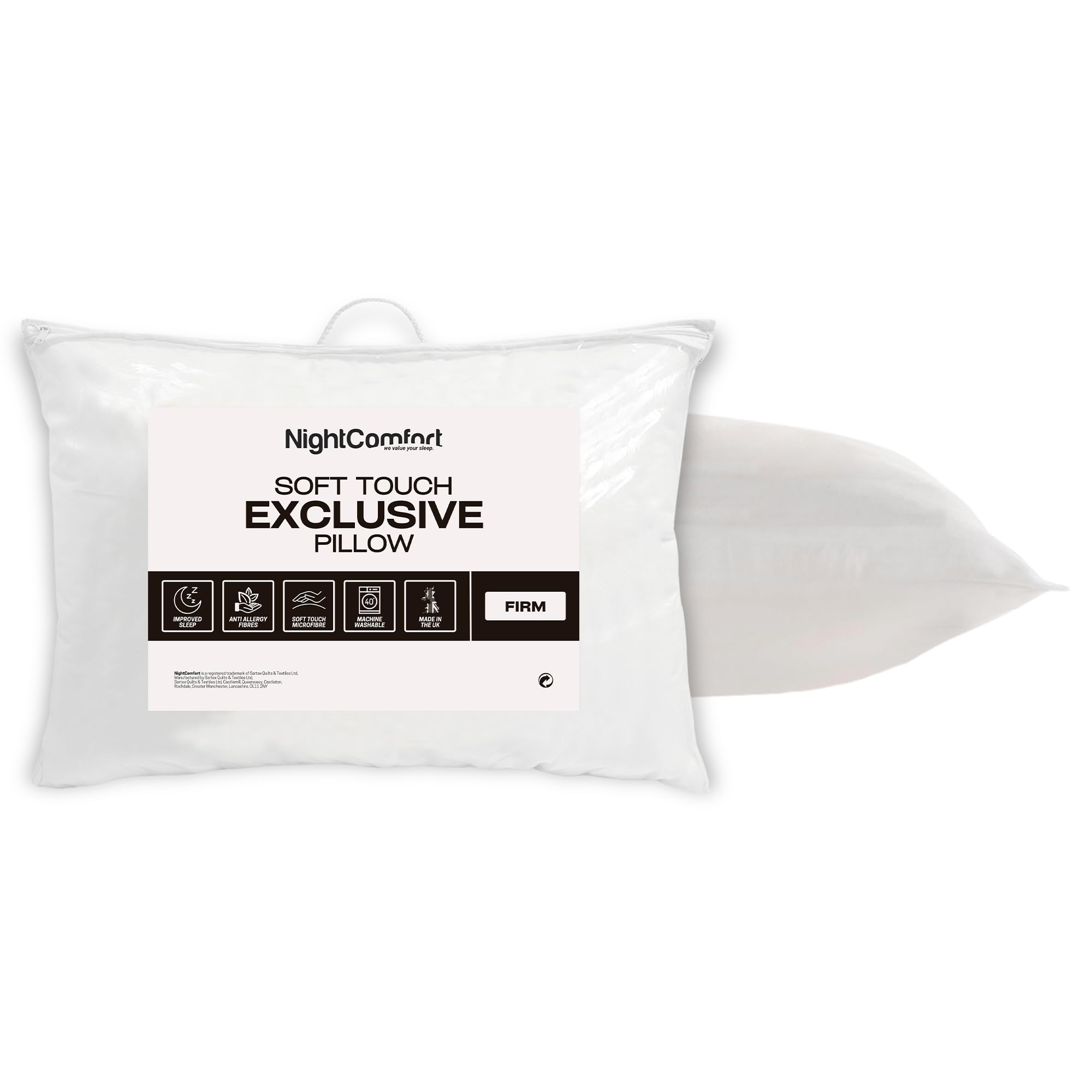 Night Comfort Exclusive Collection White Pillow for Firm Support - Microfibre Cover Hollowfibre Filled Support Pillows for Side Sleeping- Ultra Bouncy Fluffy Down Alternative Bed Pillow, Pack of 1