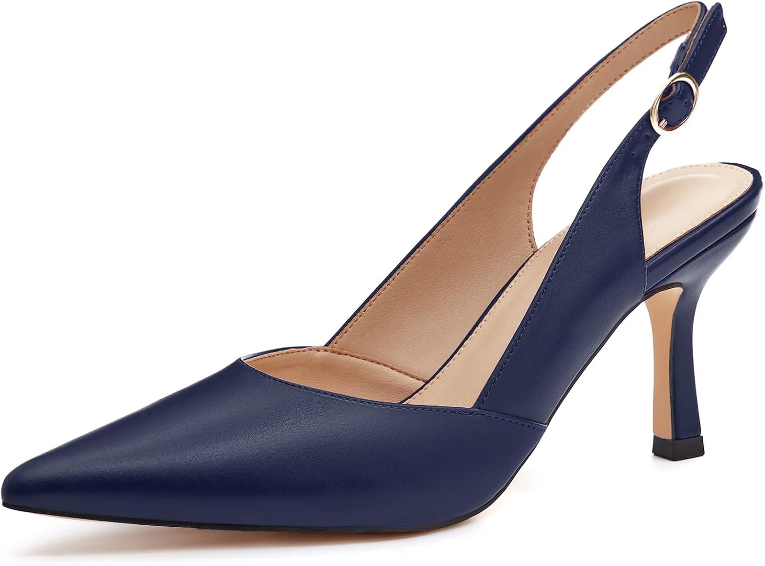 Women's Slingback Kitten Heels Closed Pointed Toe Backless Wedding Party Dress Pumps Shoes