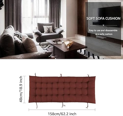 Miniatura 2 de Cojín para silla de patio de 62 pulgadas, cojín acolchado más grueso para tumbona, cojín de banco para silla de gravedad cero, juego con respaldo