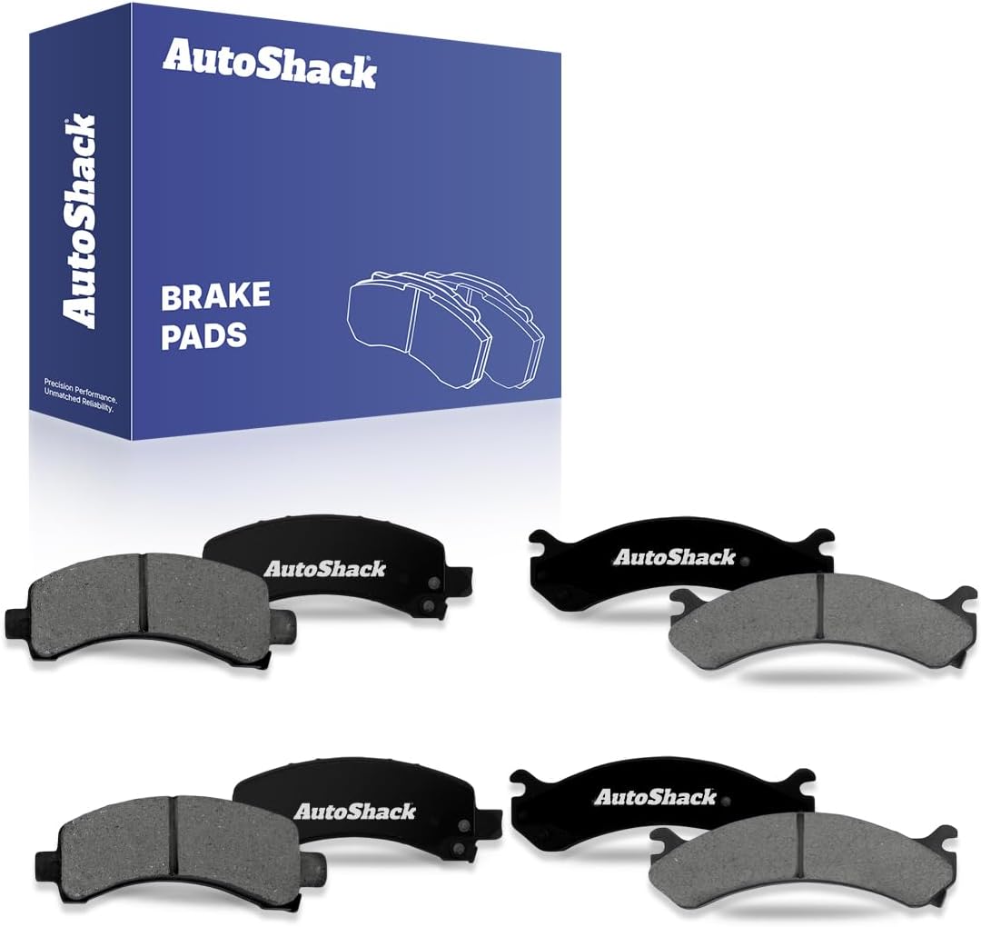 AutoShack Front & Rear Premium Ceramic Brake Pad Set for Chevrolet, Express 3500 2003-2017 Express 2500 2003-2017, RWD AWD L4 2.8L V6 4.3L V8 4.8L 5.3L 6.0L 6.6L