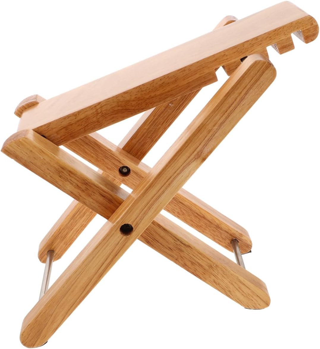 Classical Guitar Solid Wood Footstool with 4-Level Height Adjustment Guitar Footrest Stool for Practice and Performance Accessory