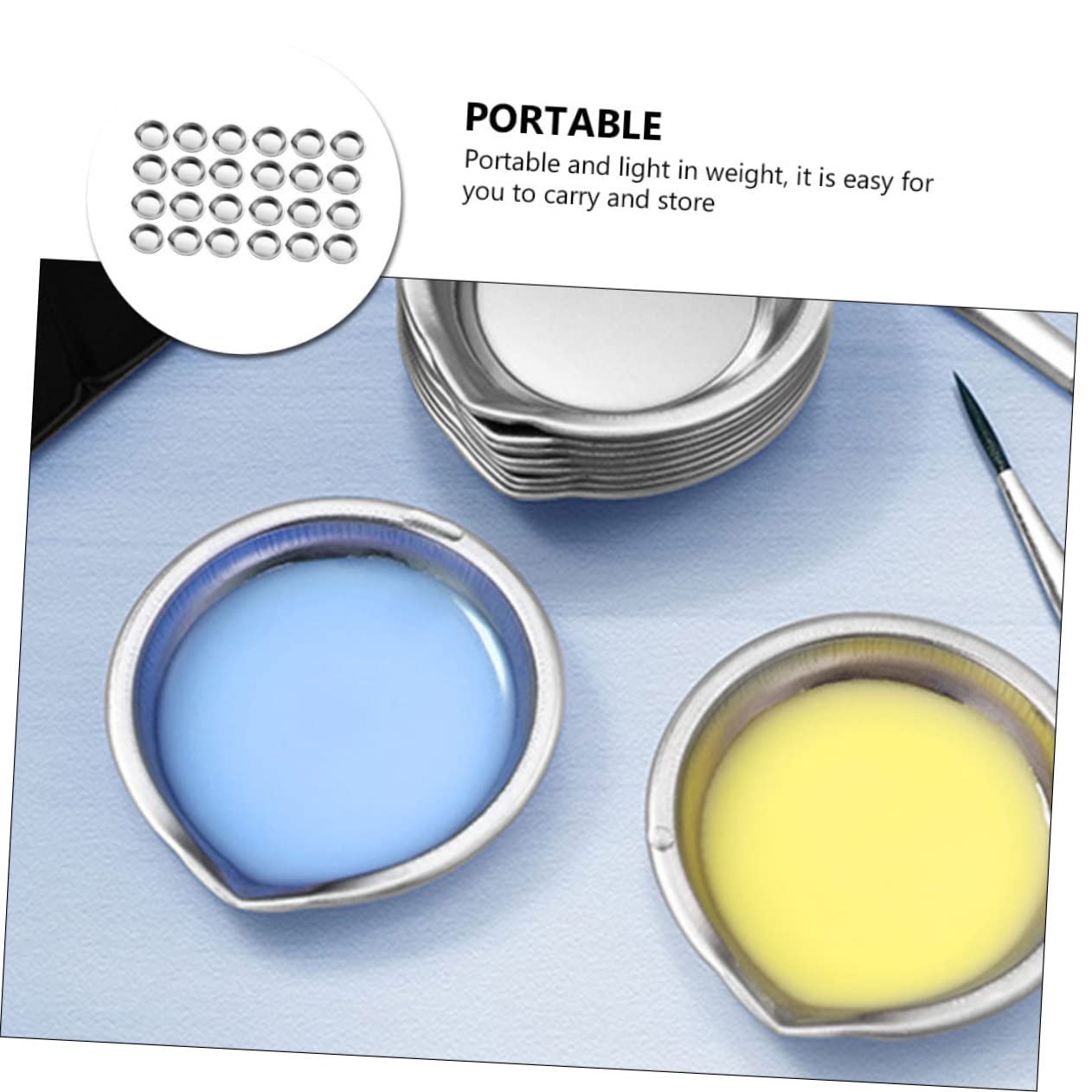WOFASHPURET 30pcs Stainless Steel Painting Trays for Color Mixing Lightweight Easy to Clean Art Drawing Pallets for Watercolor Pigment Projects Convenient Design for Artists