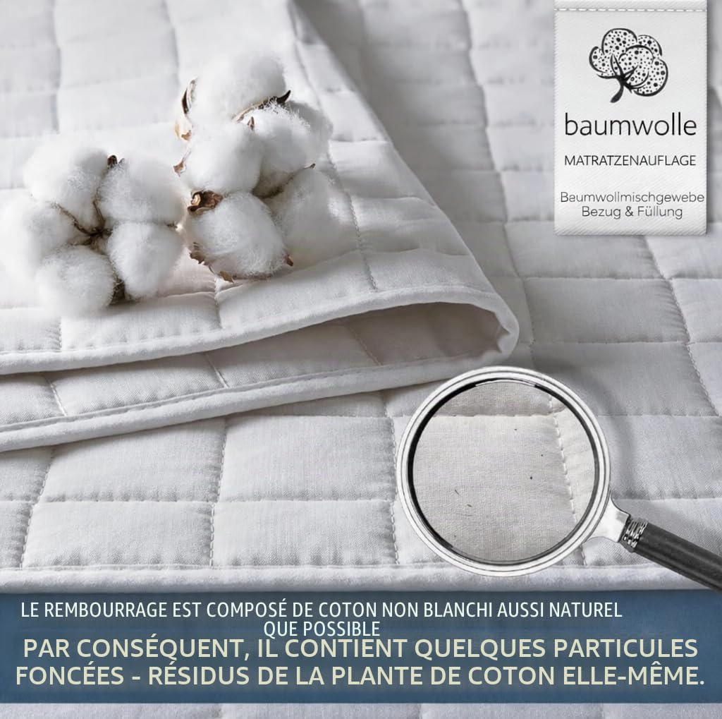 FAM Home Protege Matelas 160x200 cm Coton Housse Hypoallergénique Respirant