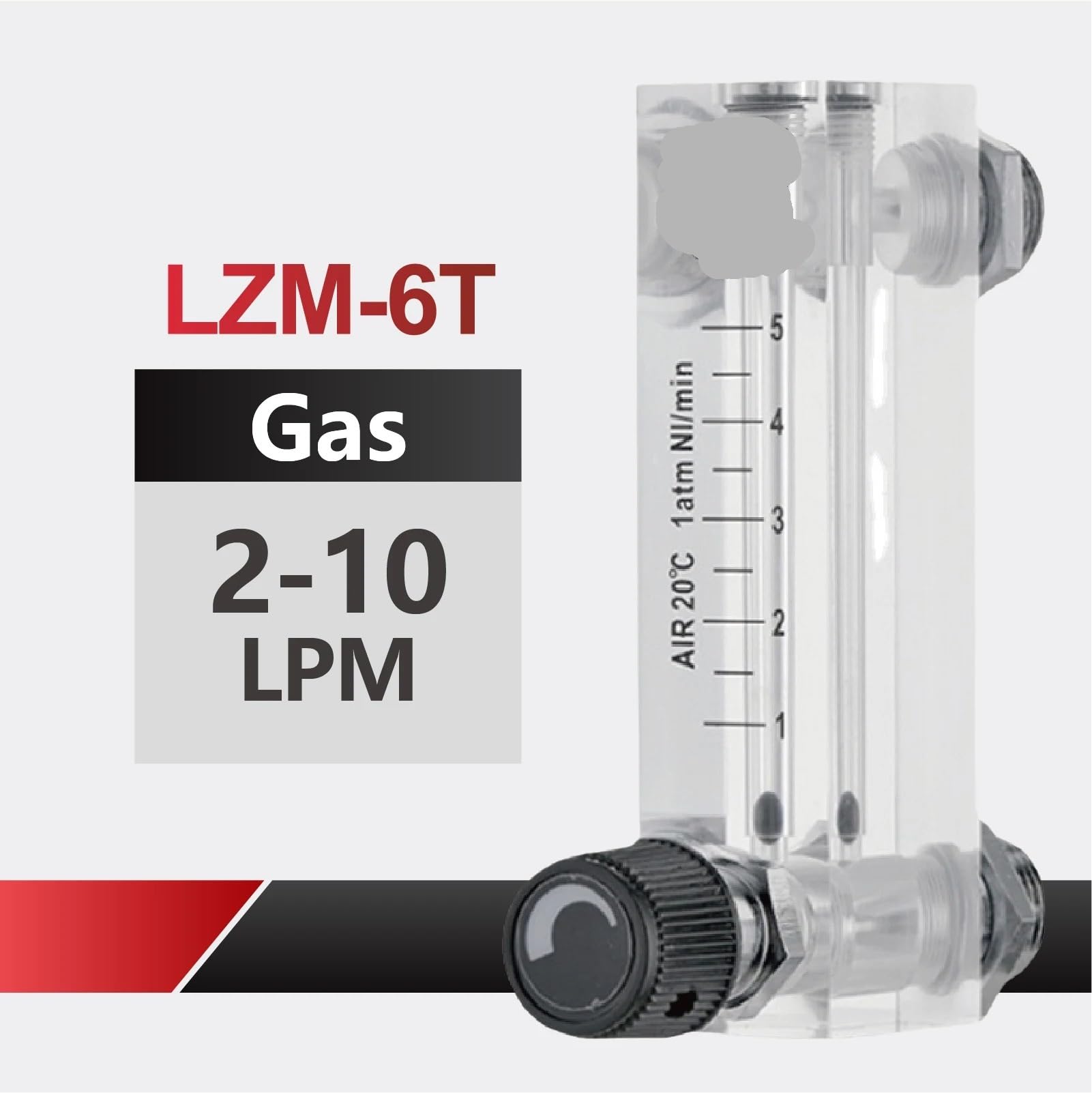Medidor de flujo de aire acrílico, controlador de flujo de gas rotámetro ajustable para uso en laboratorio, medidor de flujo de área variable 0,2-2 LPM, diseño de montaje en panel