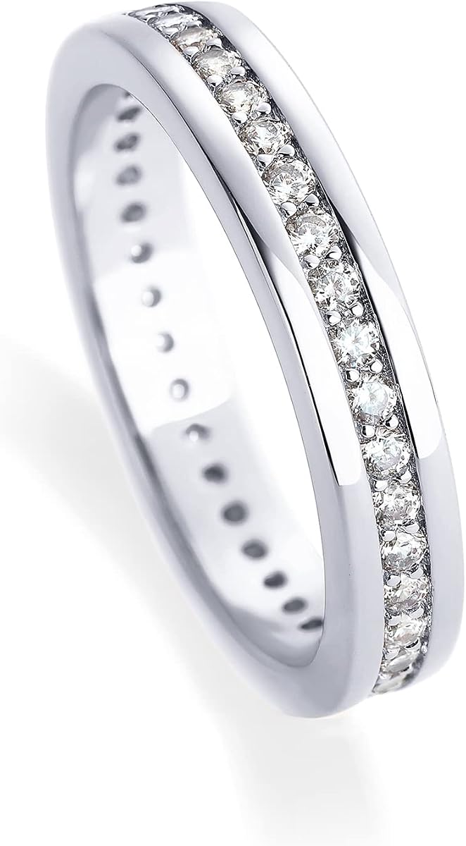 PAVOI Banda de circonita cúbica pequeña apilable chapada en oro de 18 quilates | Anillos de eternidad para mujer | Anillo para el pulgar