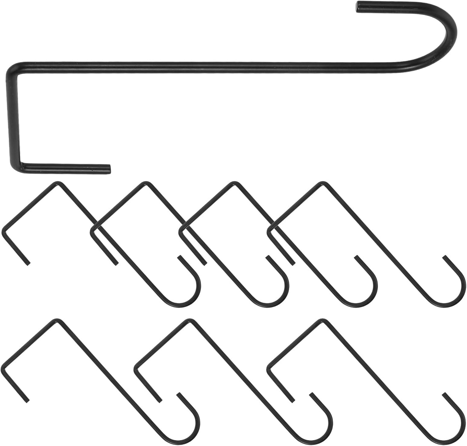 8pcs Black Vinyl Fence Hooks 8-inch Outdoor Garden Hanging Hooks for Lanterns Plants Planters Bird Feeders Patio Wall Mount Hangers
