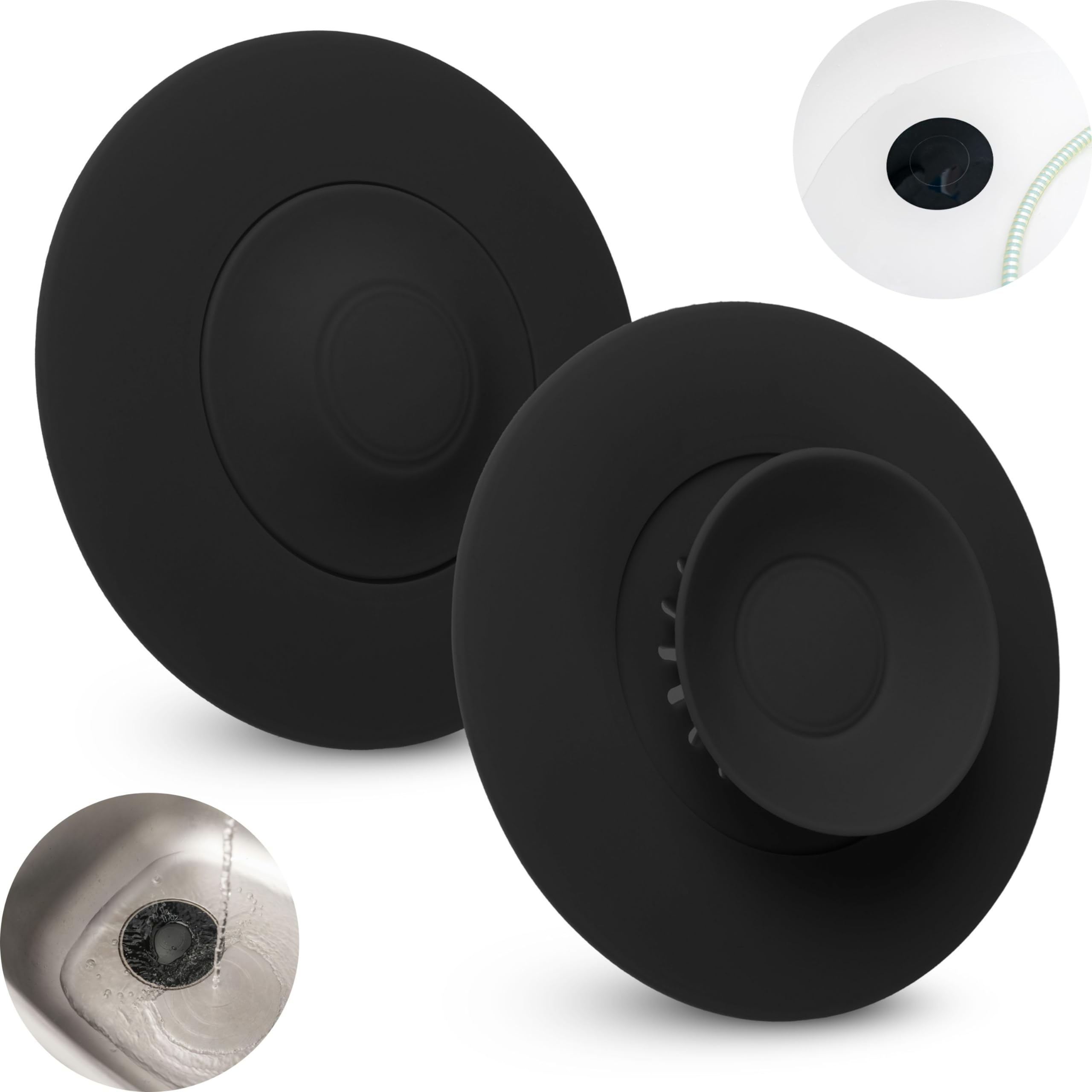 HUAERSICO Lot De 2 Bouchons De Vidange Universels En Silicone – Bouchon De Lavabo Et Bouchon De Baignoire Avec Fonction Presse Et Filtre à Cheveux – Filtre D'évacuation Pratique Pour Lavabos