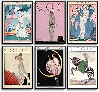 MONOKO® Living Room Poster Set - Premium Picture Set for Bedroom - Stylish Wall Pictures - Set of 6 without Frame (Set Art Deco, Vogue, Magazine, 6 x A4 (21 x 29.7 cm))