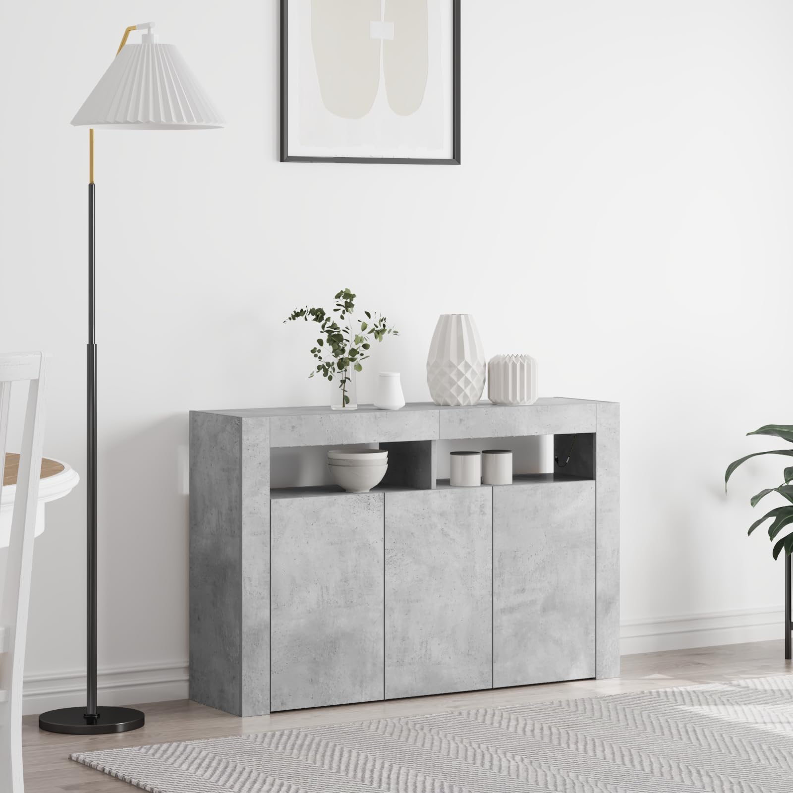 Générique Buffet Gris Béton Bois Reconstitué 116 x 30 x 75 cm Rectangulaire,Meubles,Armoires & Meubles de Rangement,Buffets & bahuts,Gris,38.3 KG,3333879