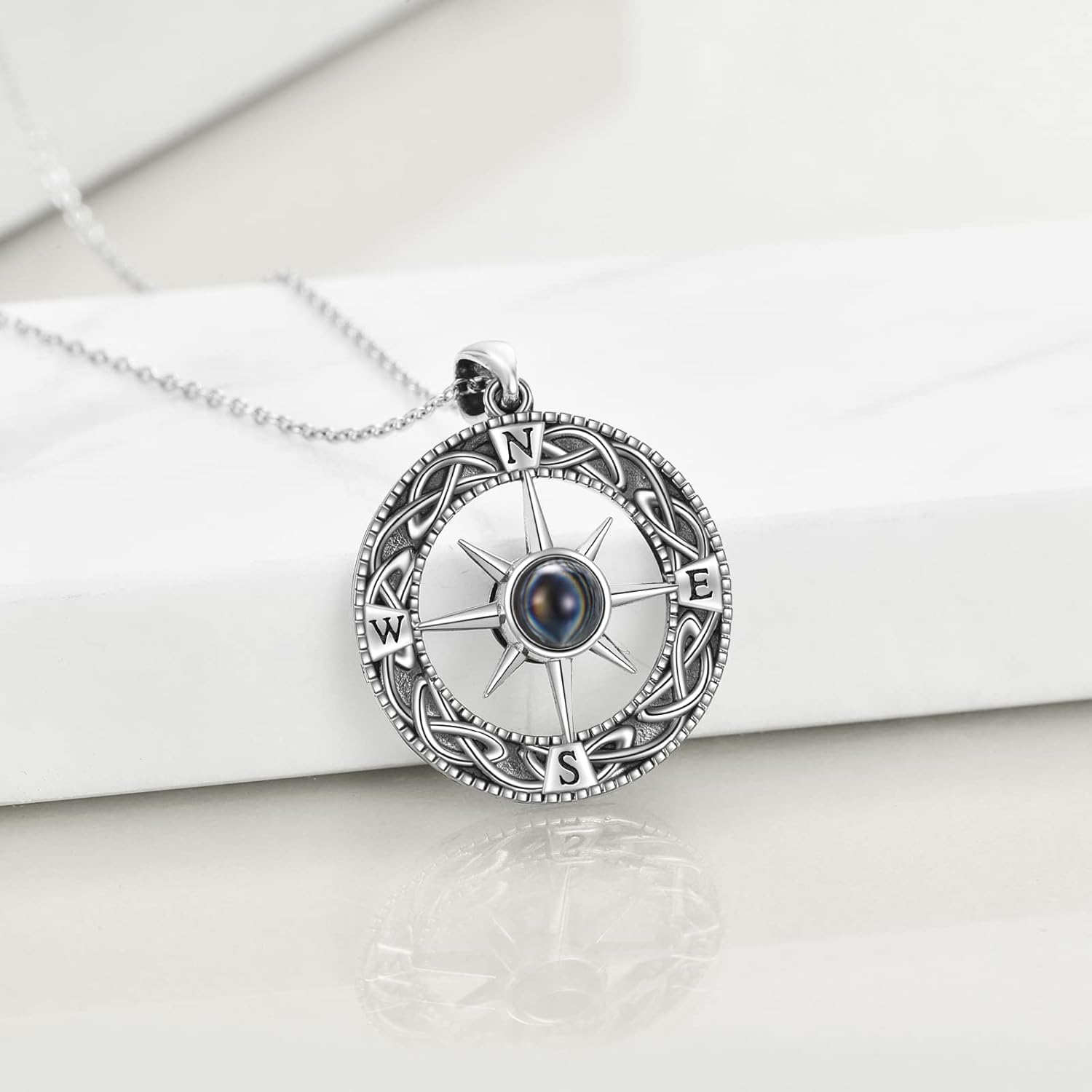 Compass Necklace Sterling Silver Celtic Knot Necklace Graduation Friendship Talisman Travel Necklace Inspirational Graduation Gift Jewelry Gifts for Women Girls - Image 4