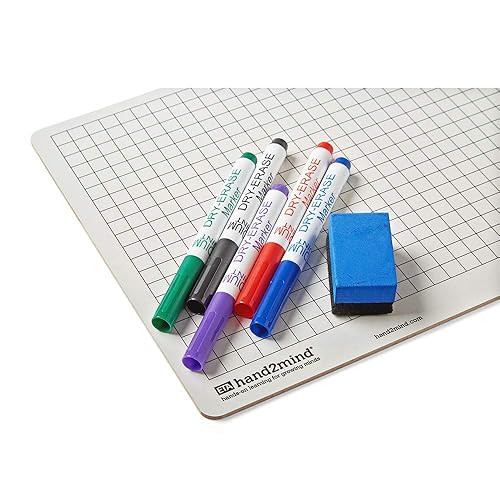 Miniatura 6 de hand2mind Pizarra blanca de doble cara para estudiantes, pizarra de rejilla para gráficos, pizarras de borrado en seco, pizarra blanca portátil,
