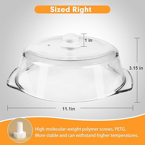 Miniatura 6 de ACEPRUT - Cubierta de vidrio para salpicaduras de microondas con mango de cerámica y tornillo resistente al calor, 100% libre de BPA de grado