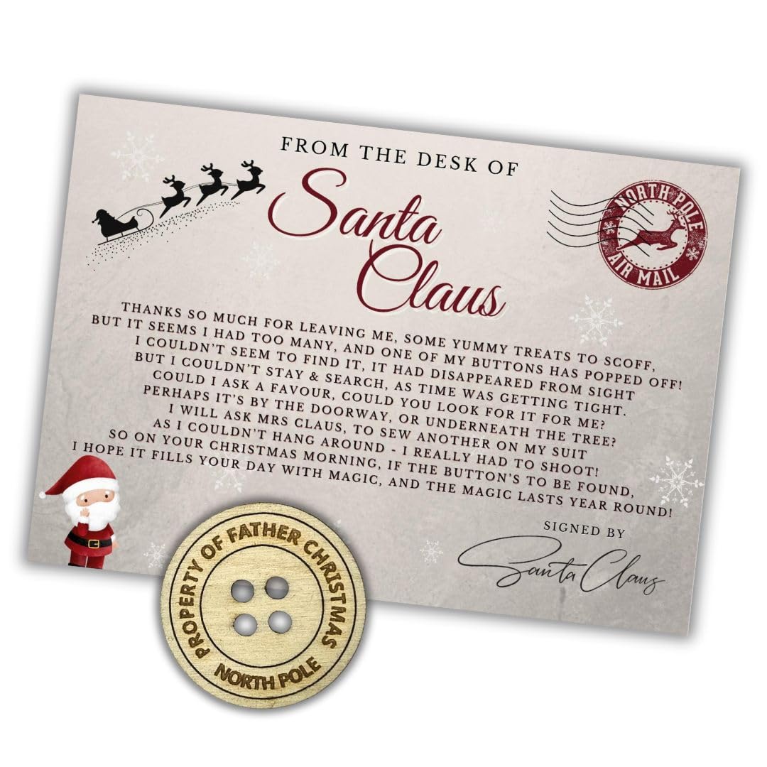 Just A Little Something Christmas Eve Box Fillers | Magic Santa Key | Reindeer Food | Naughty Nice | Xmas Eve | Stocking (Santa's Missing Button)