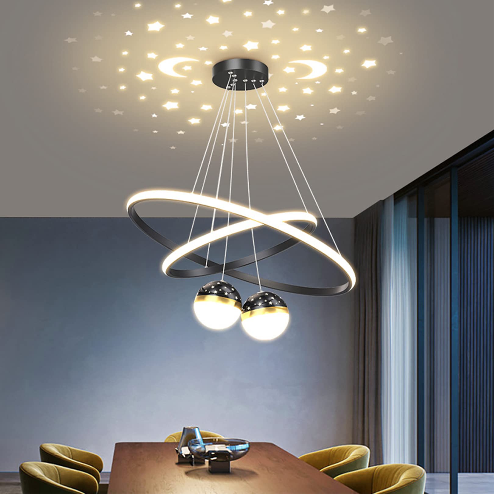 HXYSXHJUO Bellastein Modern LED Pendant Lamp Creative Chandelier Dimmable Ceiling for Dining Room Living Office Kitchen (Gold, L40+60cm)